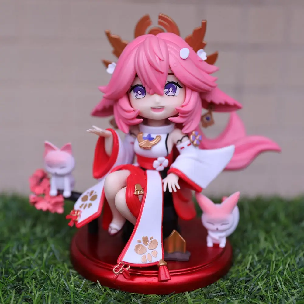 16CM Genshin Impact Figure Yae Miko Figures Q Version Beautiful Girl Game Characters Desk Ornament Collection Toys Birthday Gift