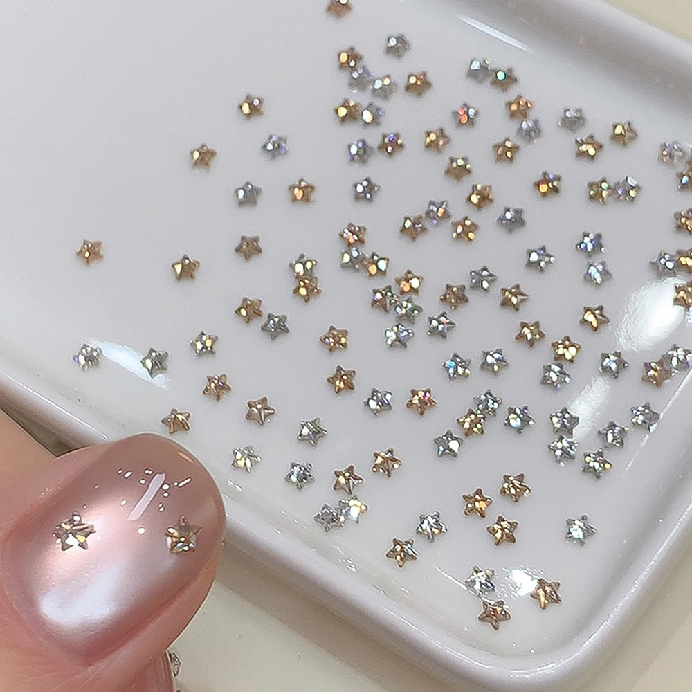 30 Stück 3mm Mini Fünfzackiger Stern Flache Nagelsteine Super Funkelnde Bunte 3D Stern Zirkon Kristall Stern Nagelkunst Dekorationen – Detail 2