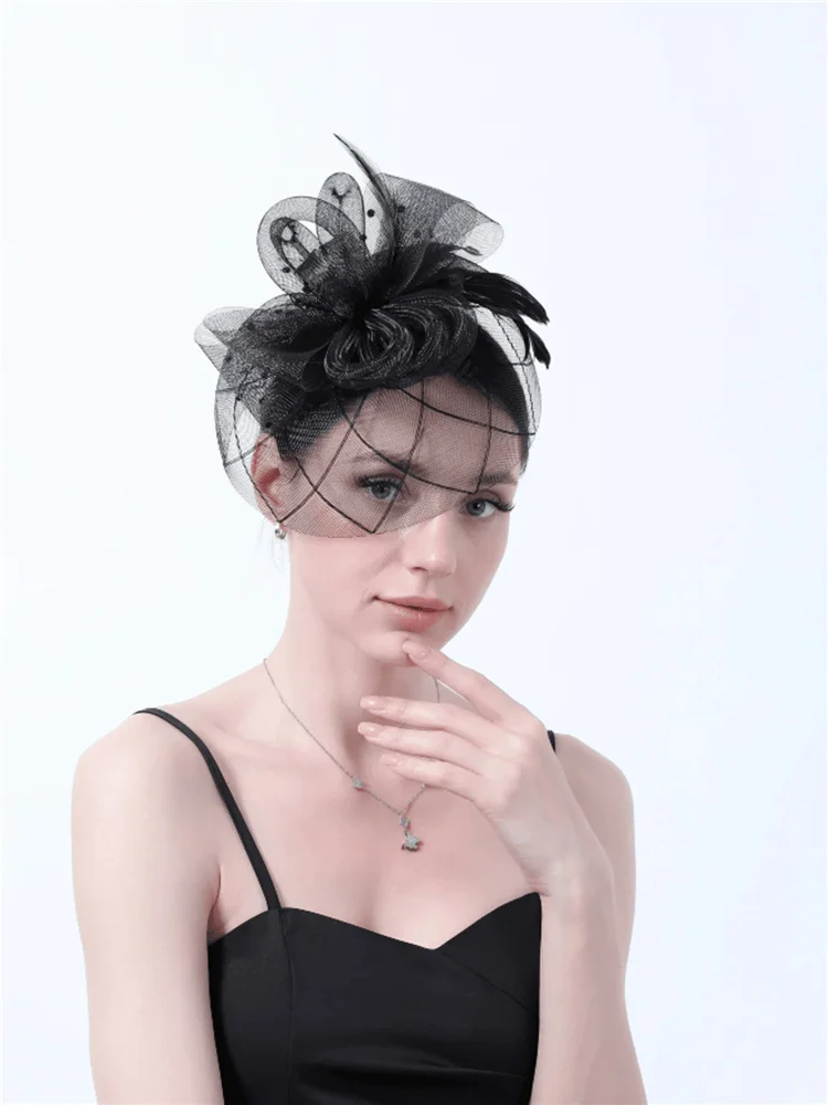 1pc Fascinator Hat Tea Party Headband With Faux Feather Kentucky Derby Hat Horse Racing Flower Hat Hairband Headpiece Headwear