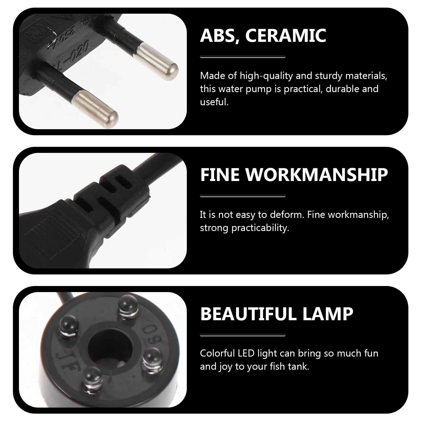 

2W Fish Tank Water Pump Quiet Submersible LED Light Flow Adjustable for Aquarium Fountain Hydroponic Systems LED Water Pump