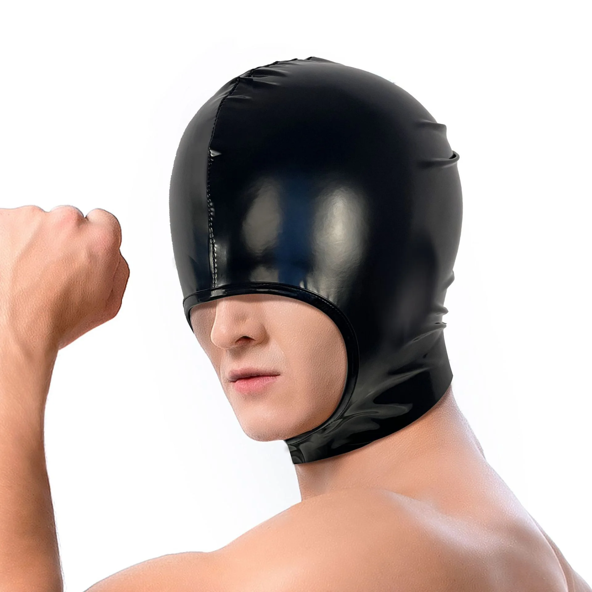 Sexy Cosplay Mask Fetish Faux Leather Full Face Hood Adult Women Men Party Games Blindfold Black BDSM Headgear Performance