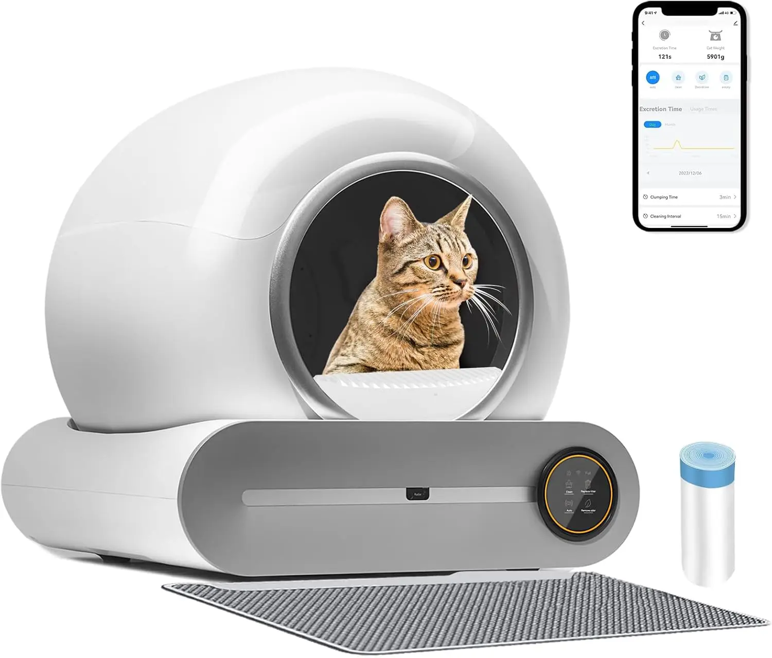 Upgraded Automatic Cat Litter Box, Self Cleaning Cat Litter Box 65L Extra Large Capacity Cleaning Robot, APP Control/Odor Remova