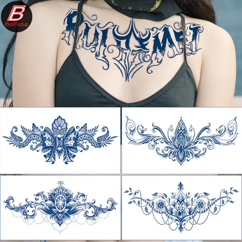 Juice Tattoo Sticker Waterproof Three-Sided Buddha Corsage Large Figure Lines Men and Women Tattoo Jewelry Stickers