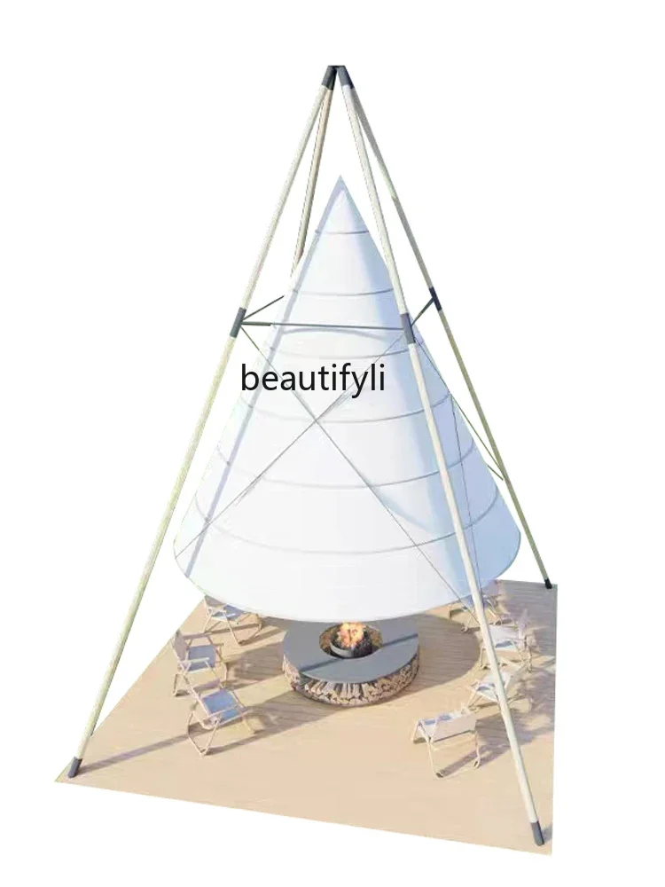 Outdoor lantern tent bamboo cone lantern tent clock in restaurant bar camp oxford cloth canopy  H