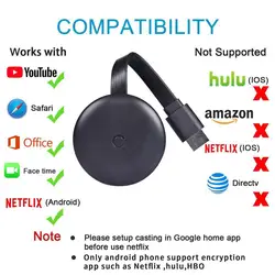 Dongle d'affichage WiFi pour iOS et Android, compatible avec Miracast TV Cast, Full 1080P, Chrome, Google Home, nouveau