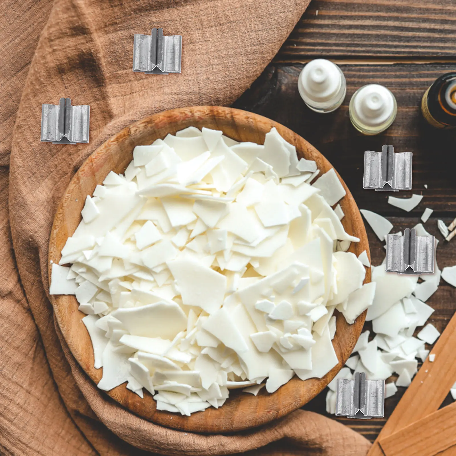 

100 шт. металлических зажимов для фитилей, держателей для фитилей для изготовления свечей, железные крепления, серебристые универсальные деревянные клипсы