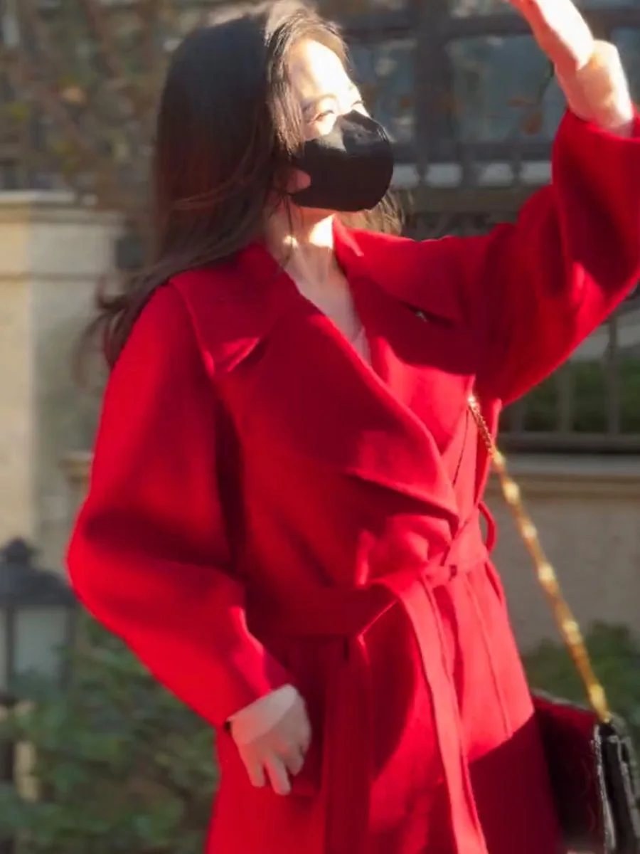 Doppelseitiger Kamere-Wollmantel für Damen, Herbst und Winter, 2024, neuer koreanischer Sle, High-End-Feeling, mittellang, Hepburn Sle Woole...