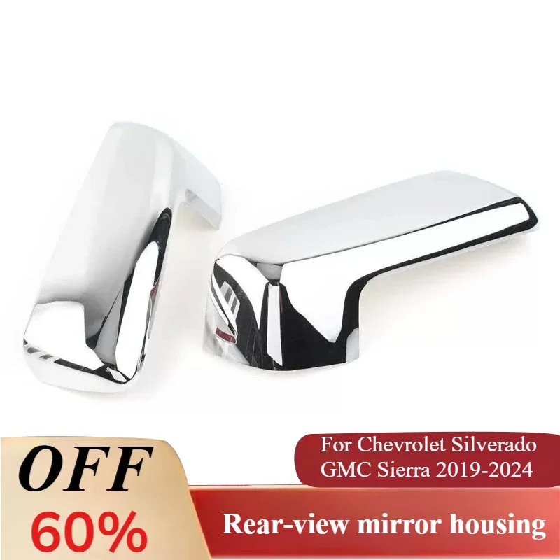 Carbon Fiber Style Side Wing Mirror Cap For Chevrolet Silverado GMC Sierra 2019-2024 Car Outer Rearview Mirror Housing Shell