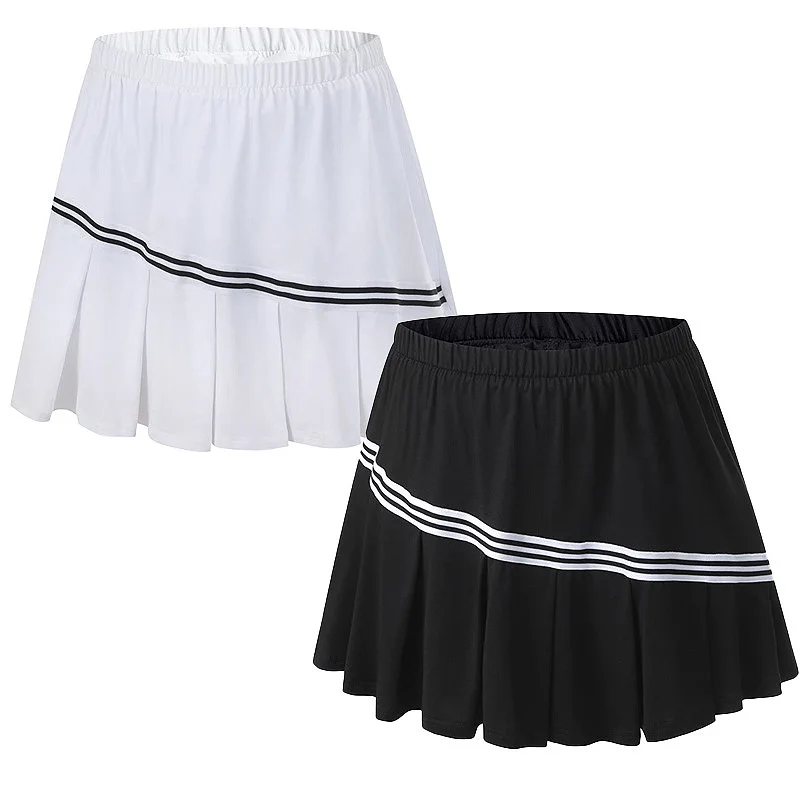 Women Sport Skort Mini Skirt Girl Tennis Skirt High-waisted Pleated Skirt White Golf Gym Yoga Shorts Skirts Solid School Girl