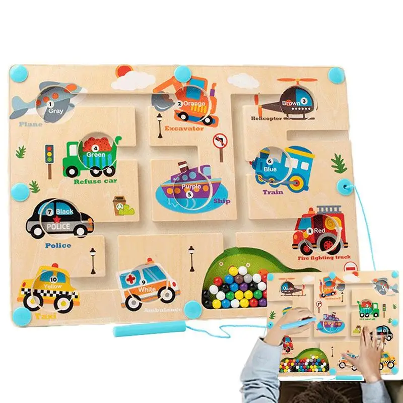 

Children Wooden Magnetic Color And Number Maze Learning Education Toys Color Matching Toys Wooden Toys For Boys And Girls
