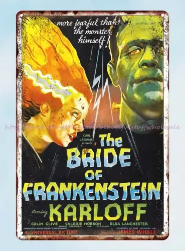 outside garage Horror Movie Posters the Bride of Frankenstein Karloff tin sign