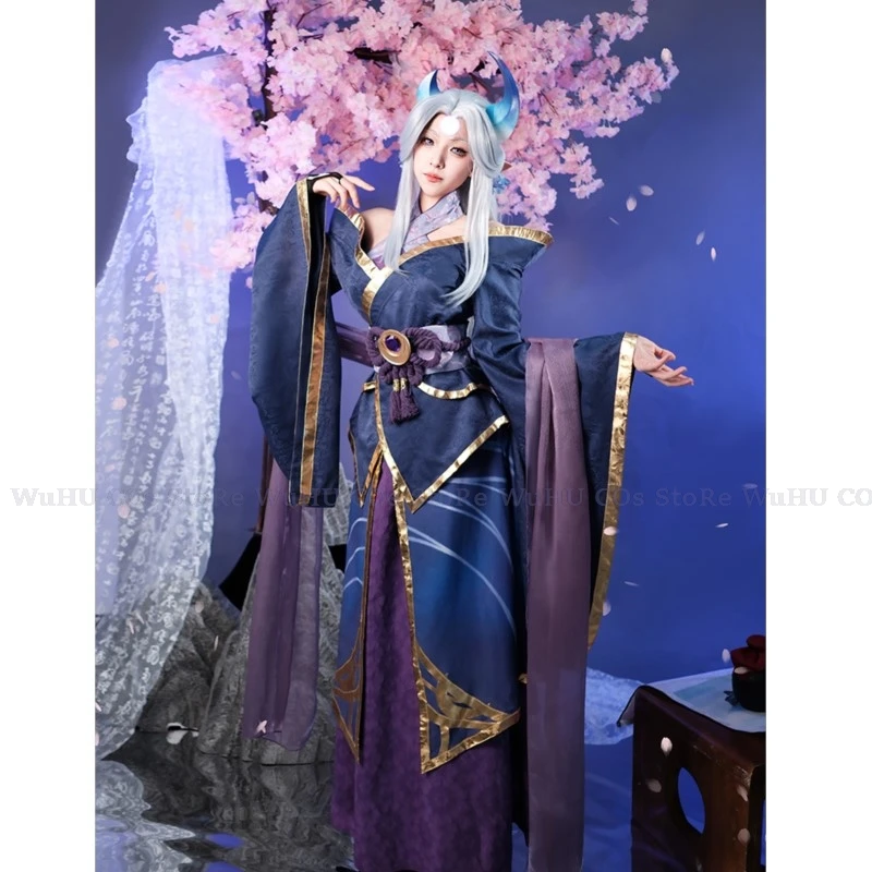 

Костюм для косплея LOL Spirit Blossom Alune, женский парик для ролевых игр, костюм-кимоно Alune, полный комплект на Хэллоуин