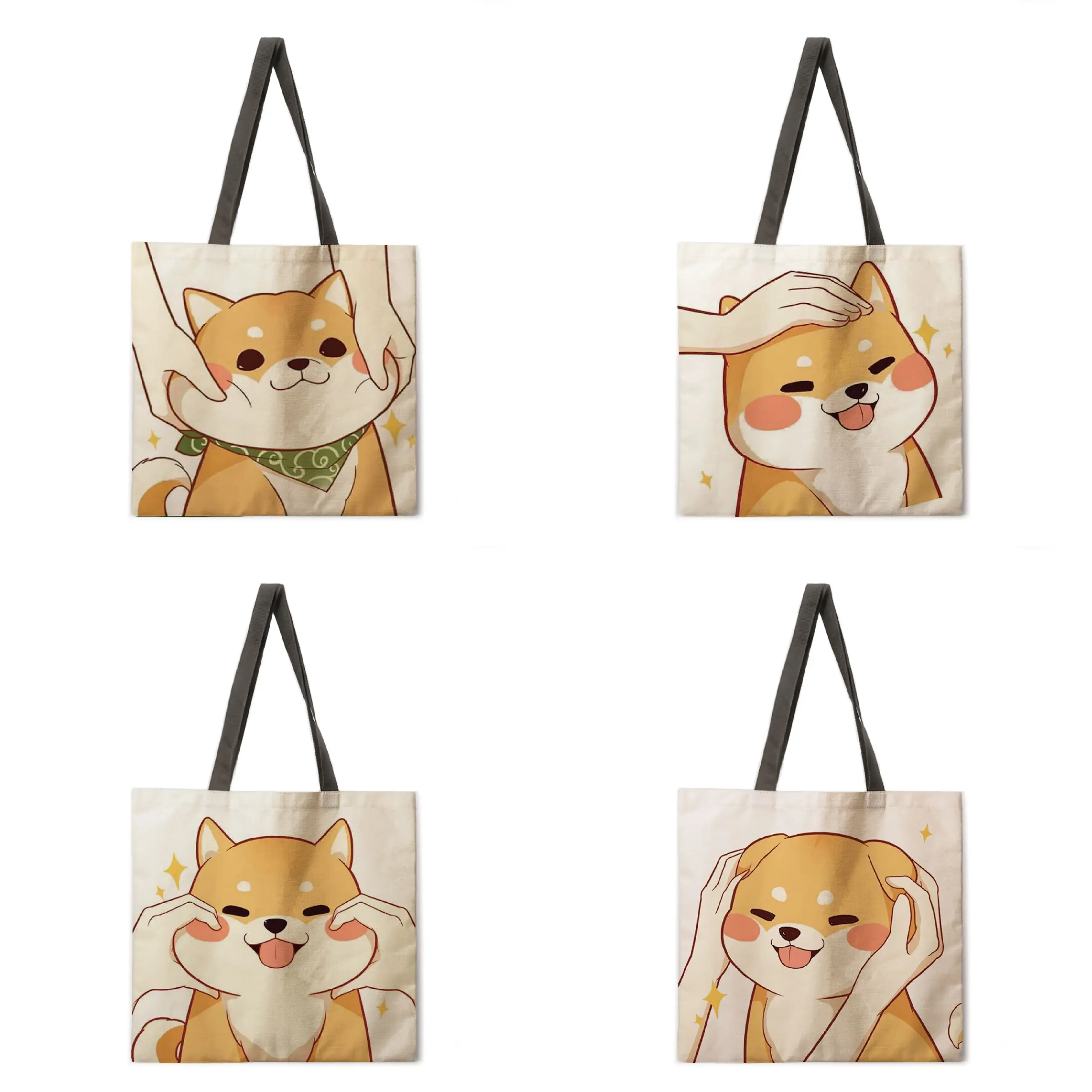 

Симпатичная сумка Shiba Inu, легкая сумка на плечо, большая вместительная экологически чистая сумка для покупок