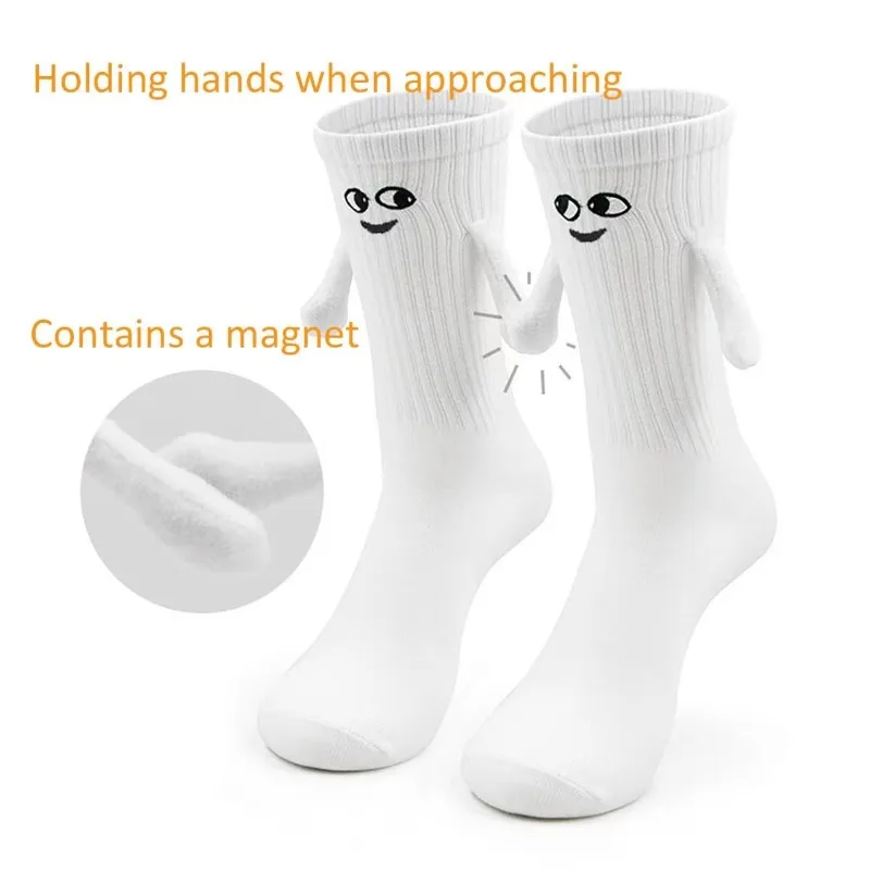 Japanese Four Seasons Hand in Hand Socks Couple Funny Personality Cute Fashion Magnetic Middle Tube Men's and Women's Same Socks