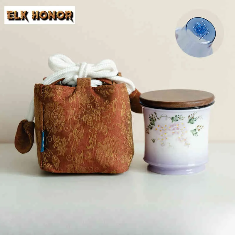 

150ml Hand-painted Wisteria Flower Filter Tea Separator Cup Zen Tea Mug With Infuser Household Tea Maker Office Water Cup Craft