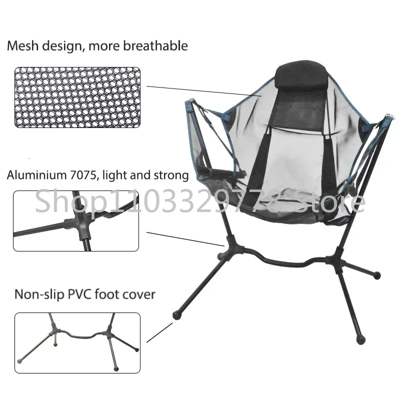 Outdoor Travel Chair Foldable Swing Hammock Portable Recliner Luxury Folding Rocking Chair for Camping