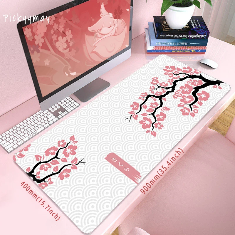 

Sakura Mouse Pad Pink Large Mousepad Company Keyboard Mat 900x400 Mouse Mats Nonslip Desk Pad Design Art Carpet Locking Edge