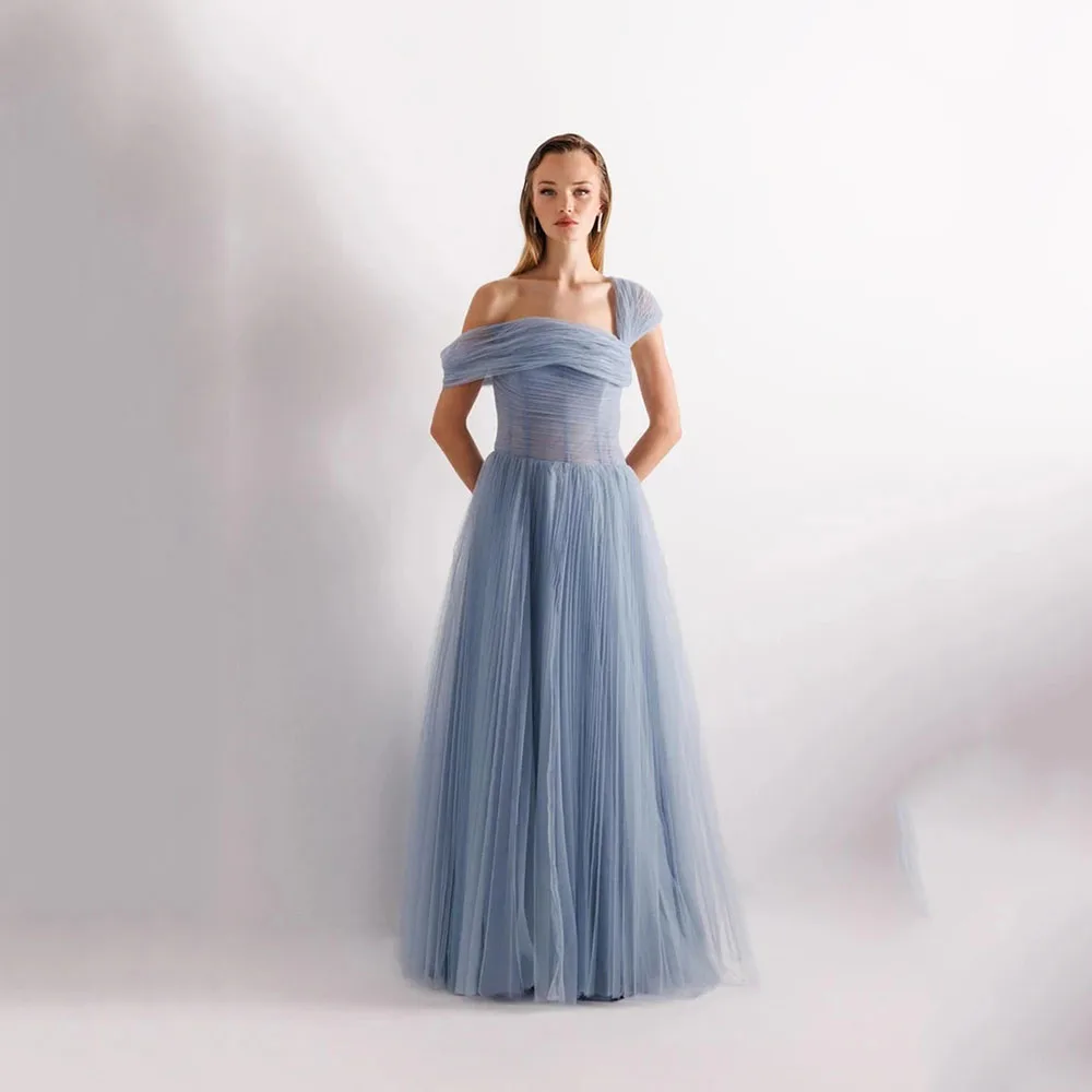 فستان سهرة بسيط قبالة الكتف بلا أكمام ألف خط فساتين السهرة طول الأرض مناسبة رسمية فساتين حفلة موسيقية مخصصة #1