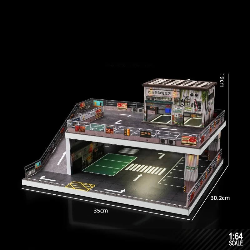 Dubbellaags oprit parkeerplaatsmodel voor 1/64 schaal automodel simulatie garage scène vitrinekast collectie home decor