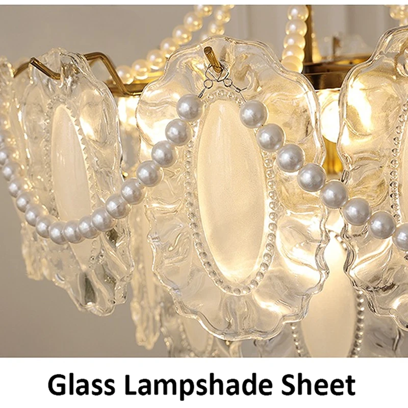 النمط الفرنسي الفاخرة الرجعية اللؤلؤ الزجاج قلادة مصباح النمط الأوروبي ضوء ديكور المنزل الفاخر غرفة المعيشة كريستال الثريا