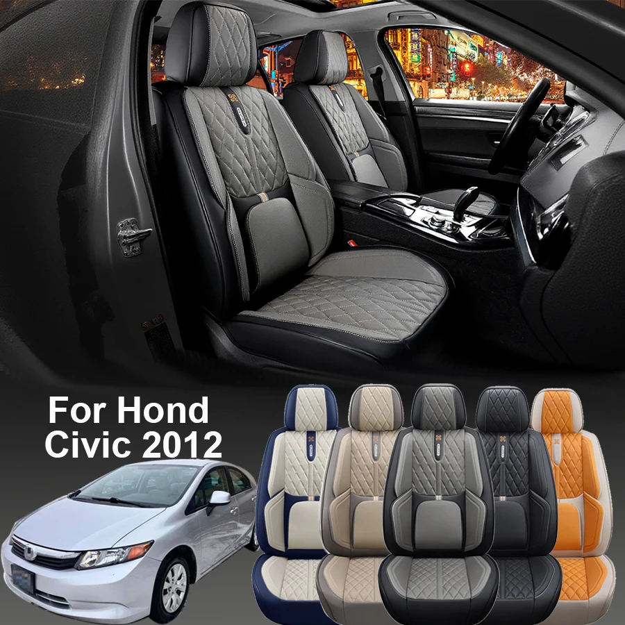 

Car seat cover for Honda Civic 2012, made of PU leather, laser punched leather, breathable and comfortable, fixed lumbar support