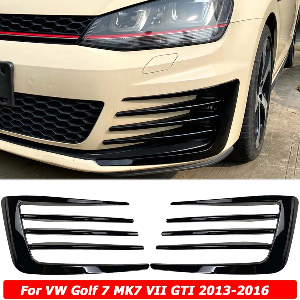 

Front Bumper Splitter Canard For VW Golf 7 MK7 VII GTI 2013-2016 Fog Light Cover Flare Muds Fin Wind Knife Trim Car Accessories