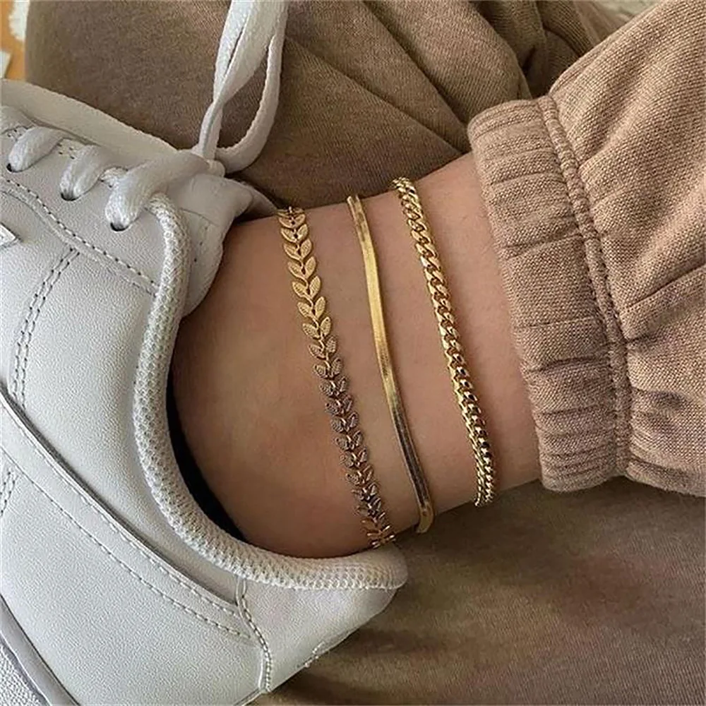 

Vintage Bohemia Gold Plated Chain Anklets for Women Fashion Foot Accessories Summer Beach Barefoot Sandals Bracelet Jewelry Gift