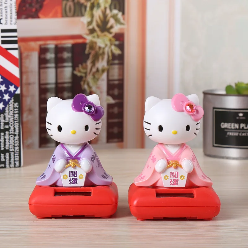 Kawaii Sanrio Hello Kitty Cute Car Solar Slug Decoration Desktop Fashion Accessories Car Dashboard Ornament Creative Doll Gift