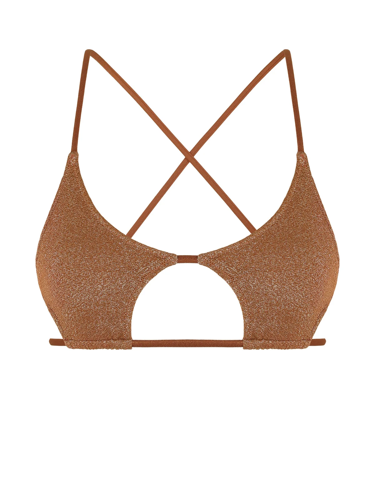 ZAFUL 반짝이는 메탈릭 십자가 별 모양 비키니 탑