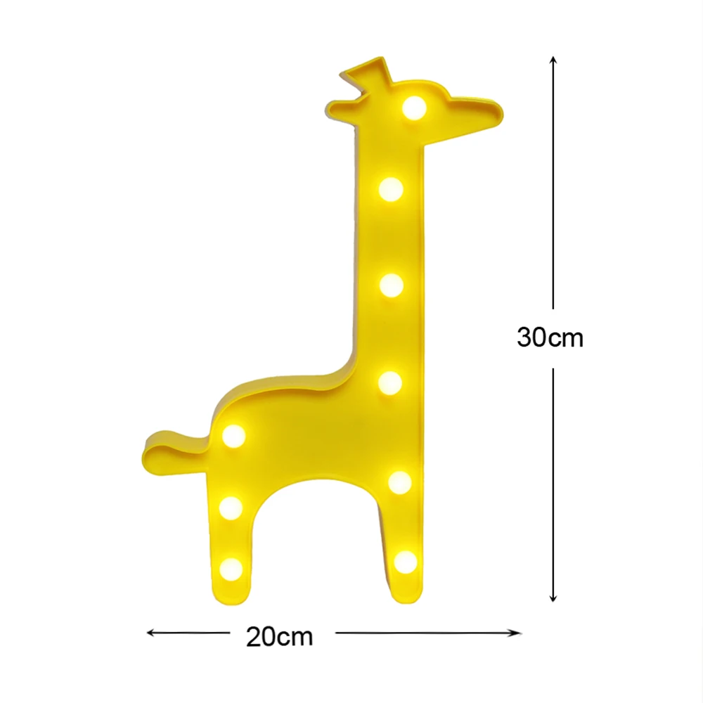 Cartoon Cute Giraffe LED Night Light Animal Table Lamps Battery Power Marquee Sign for Kids Children Rooms Bedroom Nursery