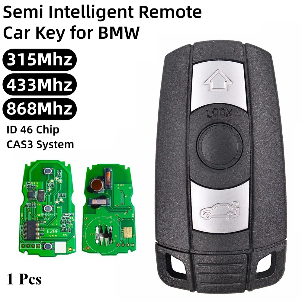 

1 шт. 315/433/868 МГц полуинтеллектуальный автомобильный дистанционный ключ ID46 чип для BMW CAS3 Systems 1/3/5/7 серии X5 X6 E60 E61 E70 E87 E90