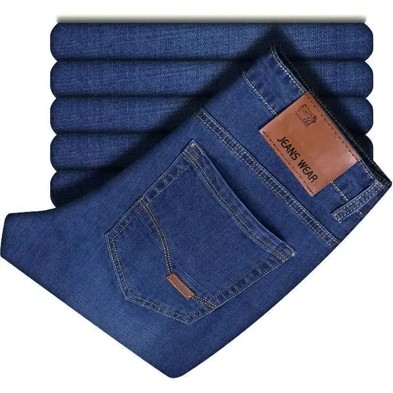 سراويل جينز مستقيمة ناعمة للرجال لخريف 2025 جينز كلاسيكي للأعمال باللون الأسود لراكبي الدراجات النارية ملابس رجالية من Nenn Homme