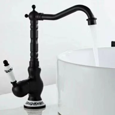 KEMAIDI Badkamer Wastafel Kraan Badrandcombinaties Antiek Messing Kraan met enkele handgreep en 360-draaibare uitloop Warm en koud water Mengkraan