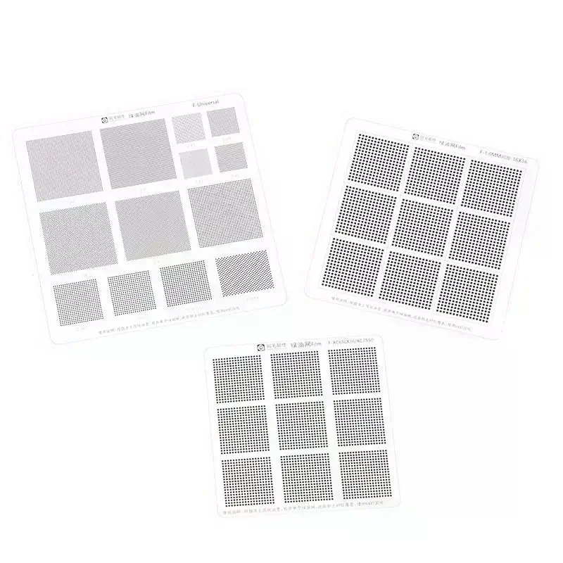 

【Новинка】расстояние между отверстиями 0,3/0,35/0,375/0,4/0,5/0,5/0,58/0,6/0,8/1,0 мм, универсальная зеленая масляная сетка, УФ-паяльная маска, трафарет для реболлинга BGA