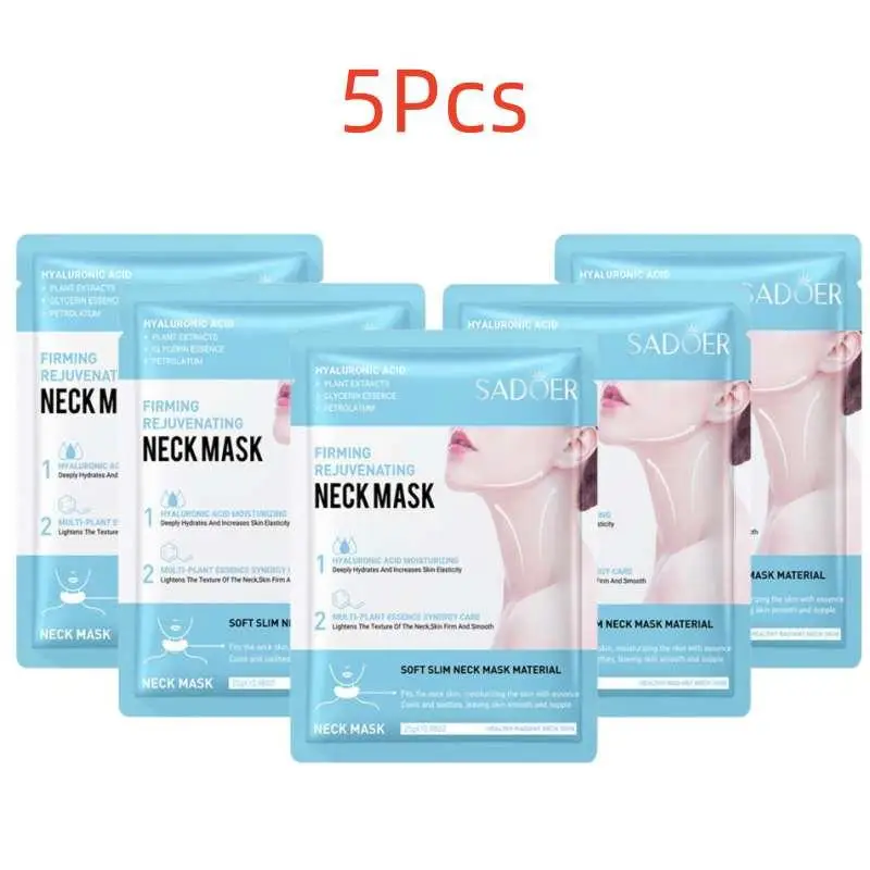 

5Pcs SADOER Neck Mask Hyaluronic Acid Neck Mask Collagen Firming Neck Masks Nourishing Brightening Beauty Necks Skin Care