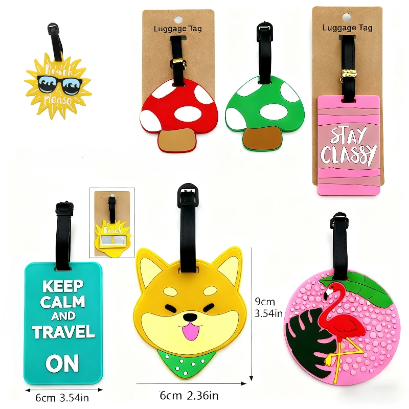 

15 милых багажных бирок для вас на выбор, бирки с защитой от потери в аэропорту с узорами щенков, грибов, слонами и т. д.