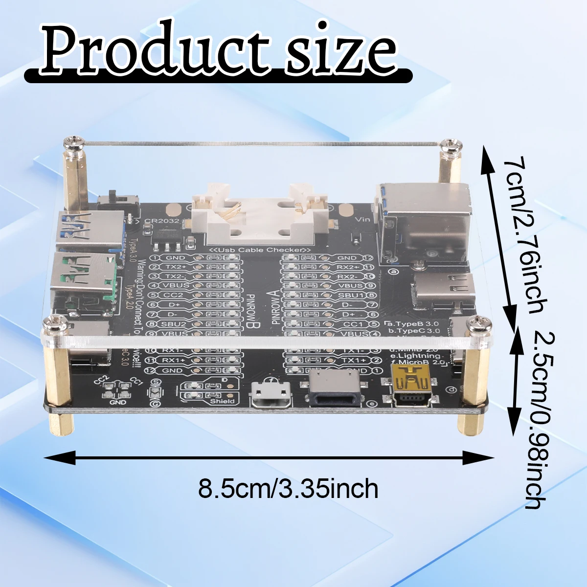 USB Data Line Detection Board Type-C Micro-B Type-B Data Cable Tester Short Circuit On-Off Switching For iOS Android Test Board