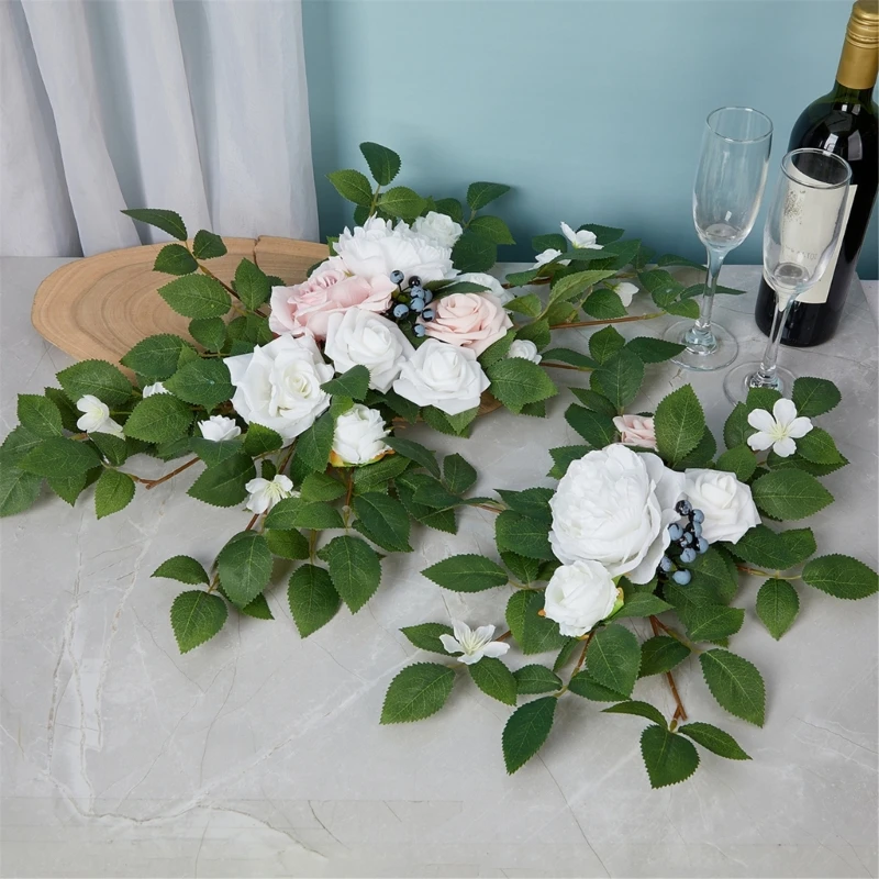 

Elegant Silk Rose Flower Swag for Wedding Arch Artificial Florals Arrangement for Ceremony Silk Flower Garlands Ornament