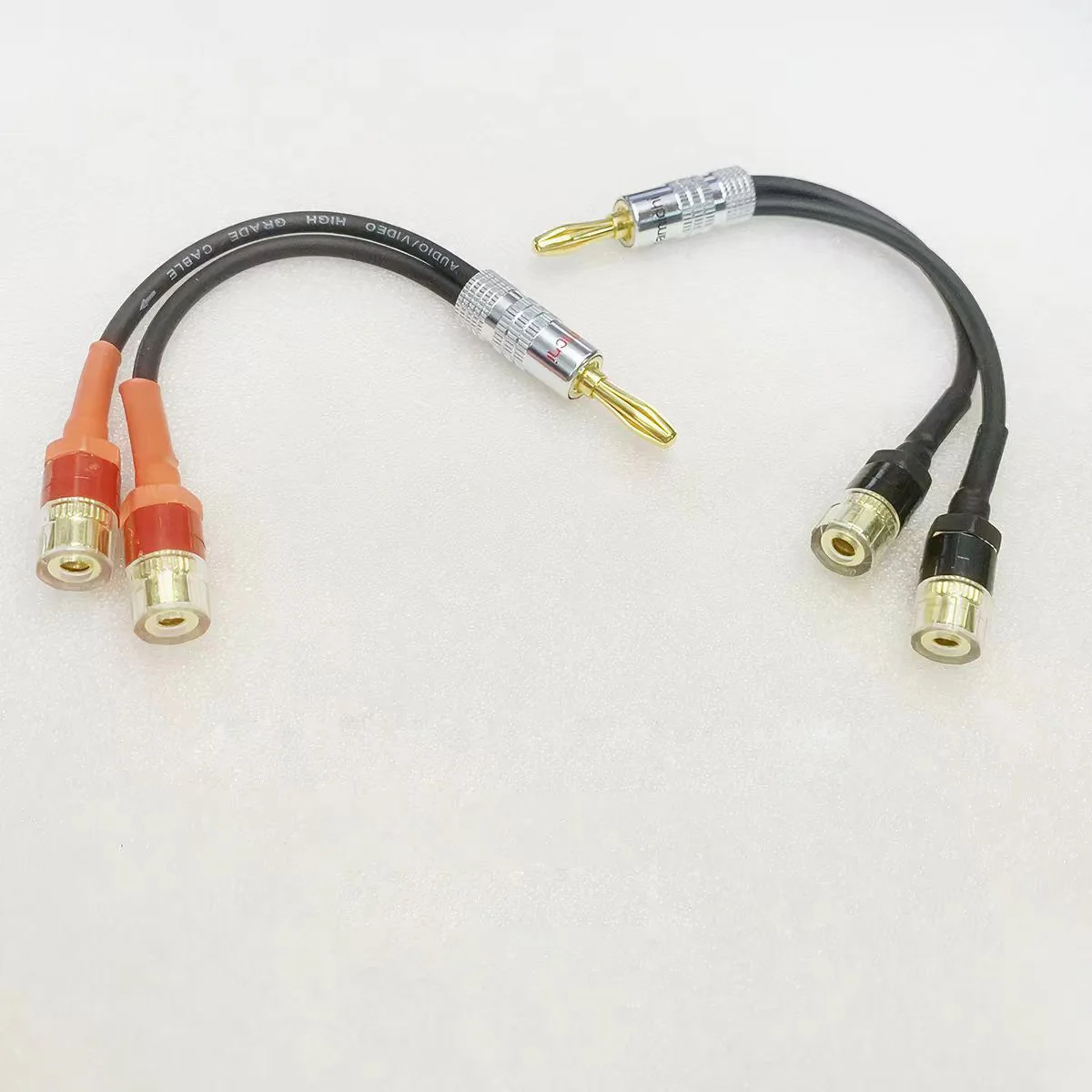 1 paio di cavi audio in rame da banana maschio a 2 banane femmina per amplificatore, per collegare al diffusore