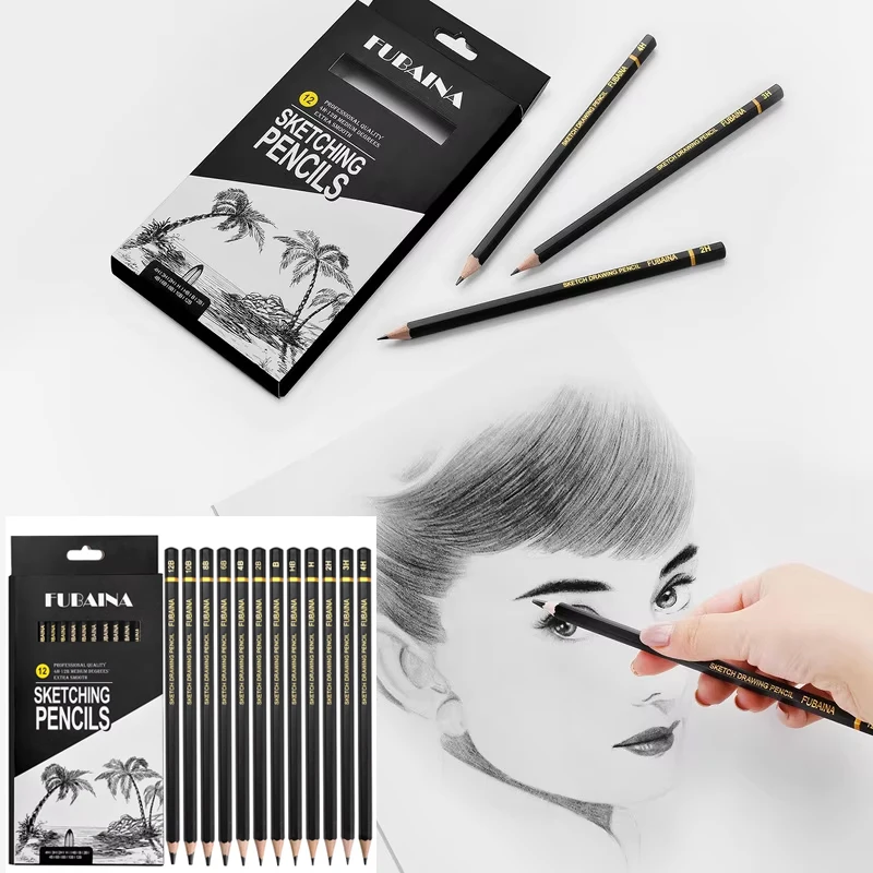 1 Set/12 Pc Grafiet Shading Potloden Tekening Schetspotloden Voor Pro Kunstenaars & Beginners Professionele Kunst Houten Potloden