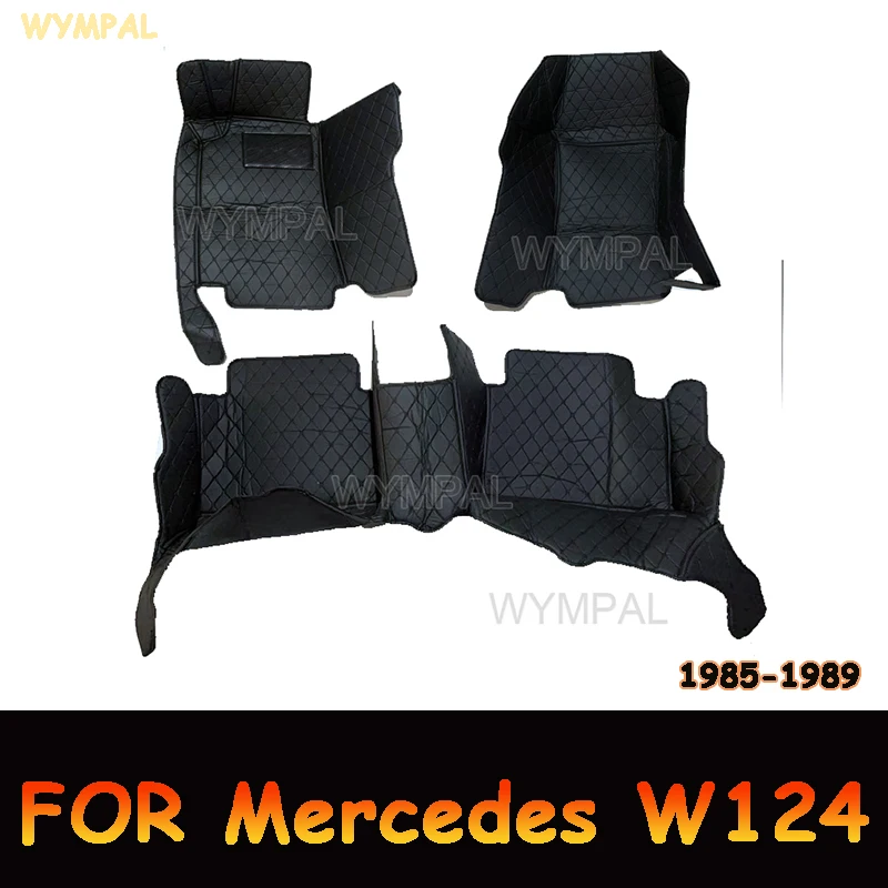 

Custom Automotive Car Floor Mats For Mercedes W124 1985 1986 1987 1988 1989 Auto Luxury Leather Men Women Car Mats Full Coverage