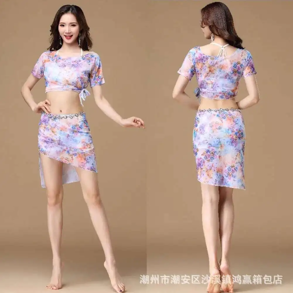 

Belly Dance 2023 New Costume Practice Outfit Set for Beginners Sexy Summer Women's Performance Costume Slimming Short Skirt