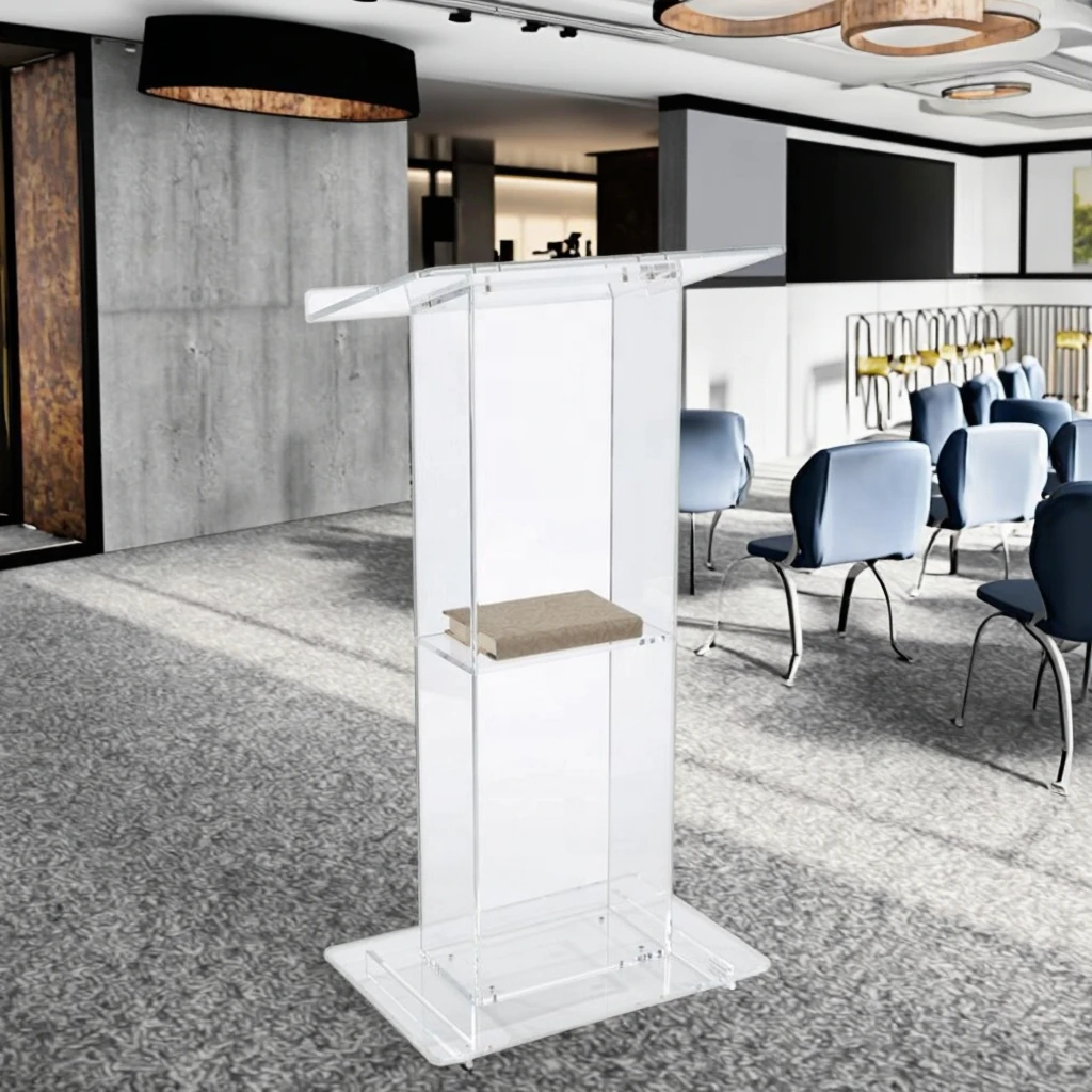Floor-Standing Acrylic Contemporary Church Lectern Premium Pre-Assembled Display Rack For Speeches