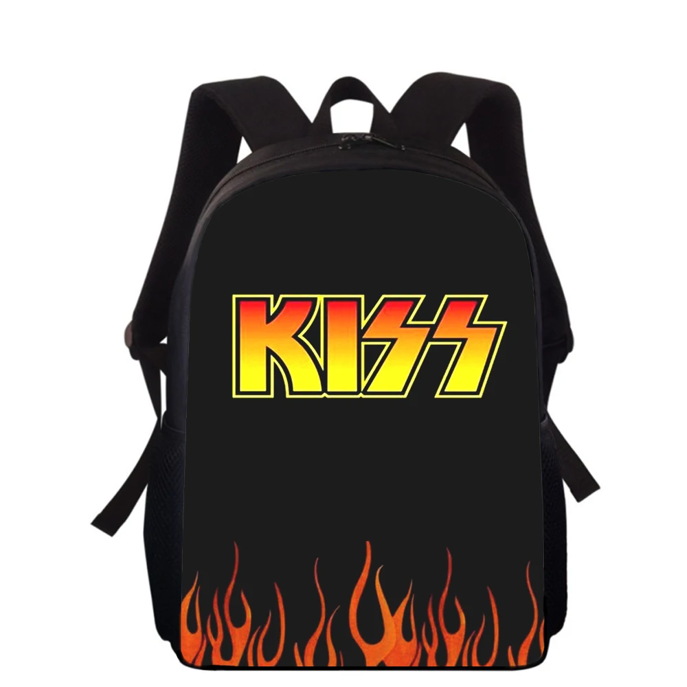 Kiss Band 15” 3D Print Kids Backpack Primary School Bags for Boys Girls Back Pack Students School Book Bags