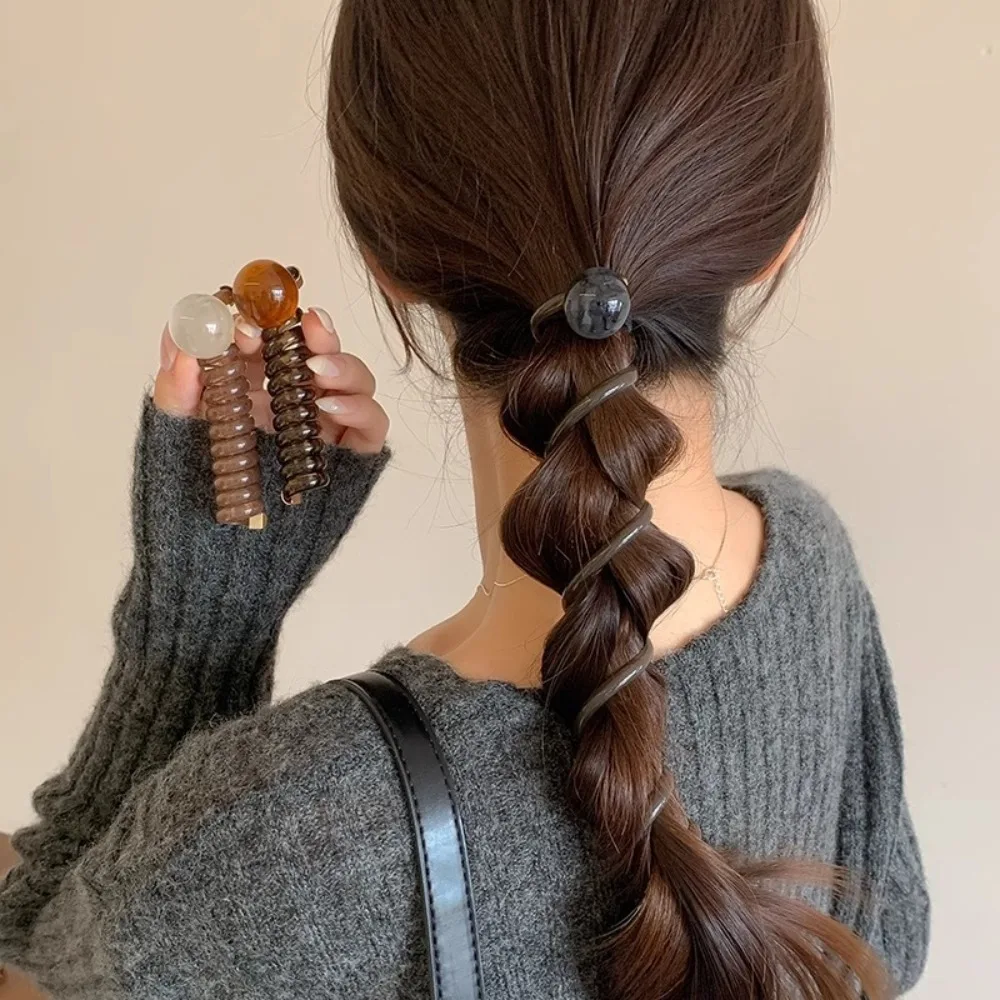 

Vintage Ball Phone Cord Hair Ties for Women New Simple Phone Line Hair Loop Tied Ponytail Braid Rope Headband Hair Accessories