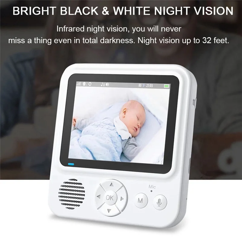 Top Deals 2.8Inch Wireles Baby Monitor With Camera Audio 2-Way Talk Video Babyphone IPS Screen Baby Videophone Baby Nanny Durabl