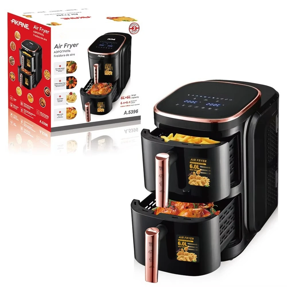 2400W 12L Dual Drawer Air Fryer Freidora De Aire Digital Touch Screen 360° Air Circulation Design