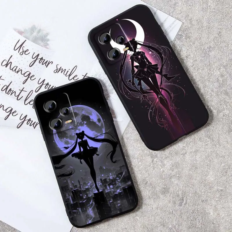 أنيمي S-Sailors M-Moons Art جراب هاتف ل Xiaomi Redmi ملاحظة 14 13 12 12S 11E 11 11S 11T Pro Plus 4G 5G أسود لينة غطاء من البولي يوريثان الحراري #4