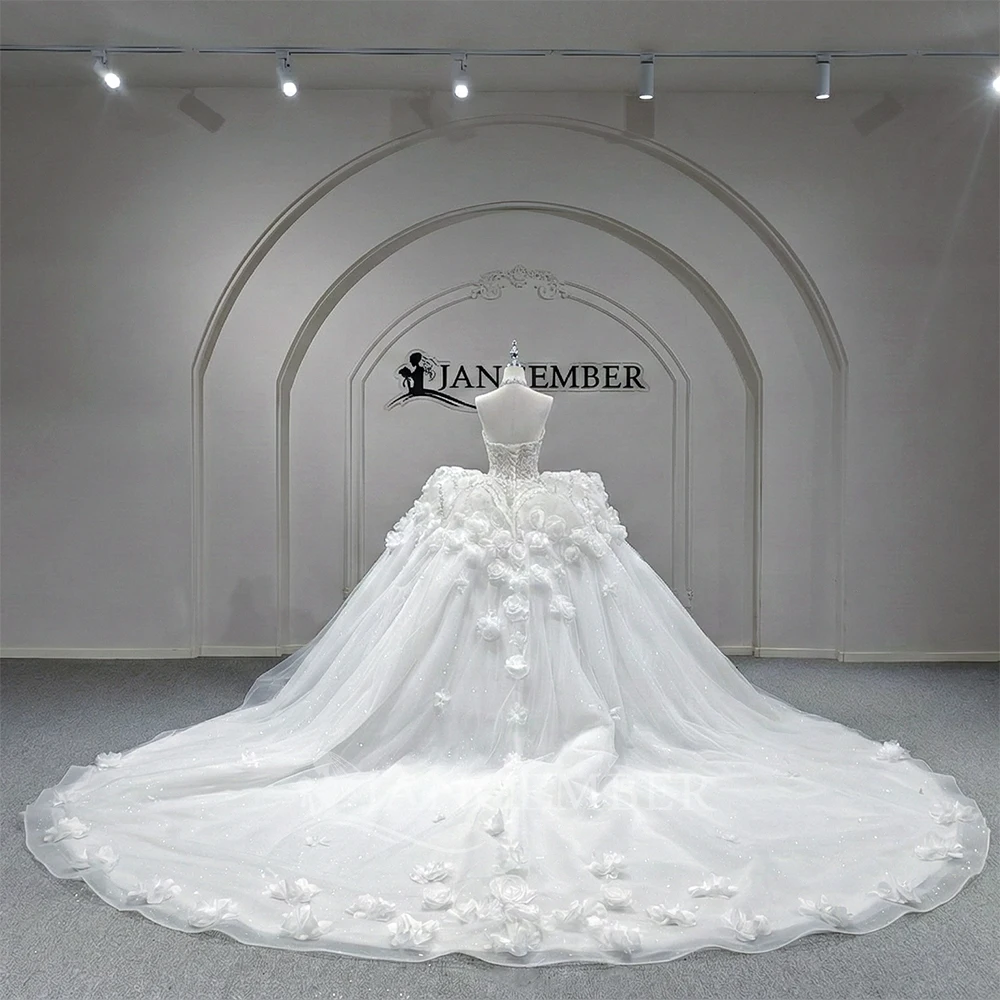 Gorgeous Ball Gown Wedding Dresses Bride Gown Customized Beaded Strapless Lace Applique Bridal Dresses vestidos de novia boda