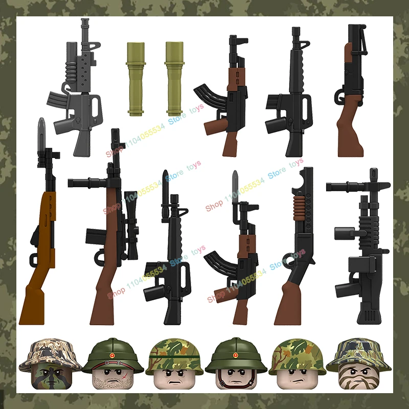 

MOC Military Soldiers Helmet Accessories Collection Building Blocks Compatible Action Figure Bricks Kids for Toys Gifts N705